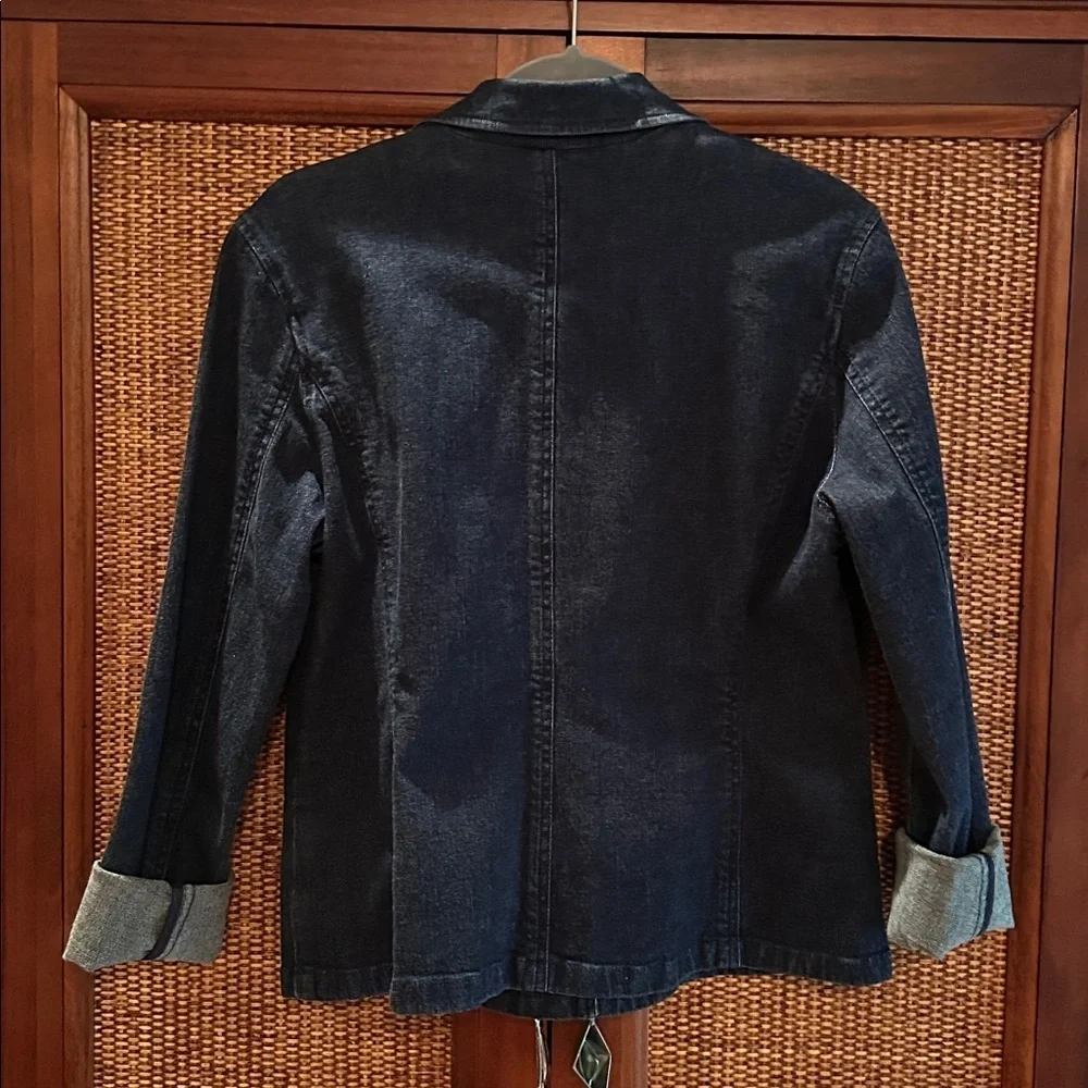 Lauren Jeans Co Ralph Lauren Jacket Denim Dark Wash Silver Buttons SzL - Picture 6 of 7